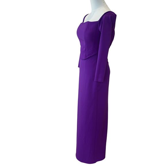 Solace London Purple Column Gown Size 2 Off Shoulder Slimming Formal Corset $575 - Picture 12 of 15